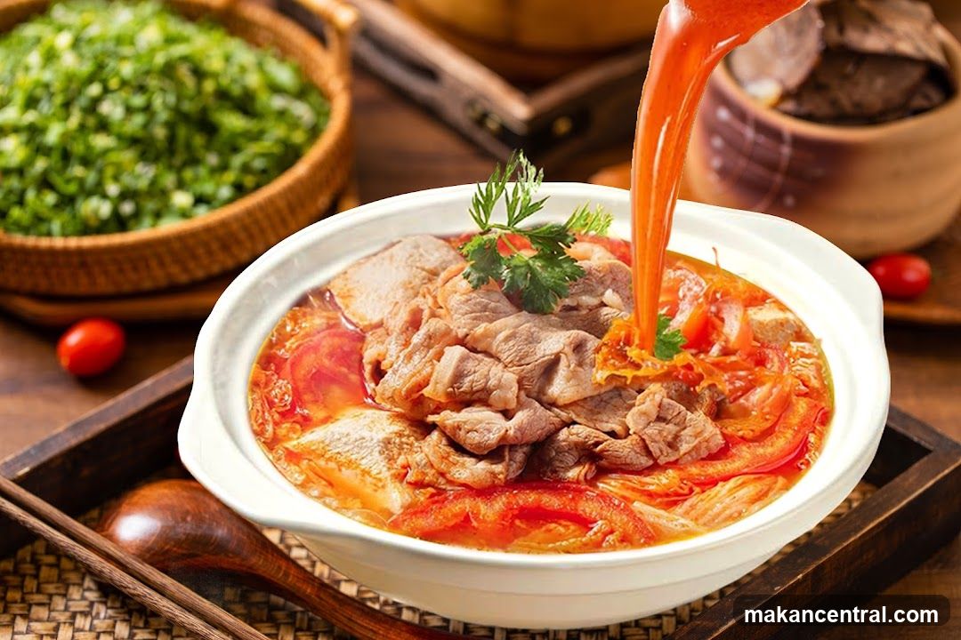 Tomato Beef Soup with Garnish