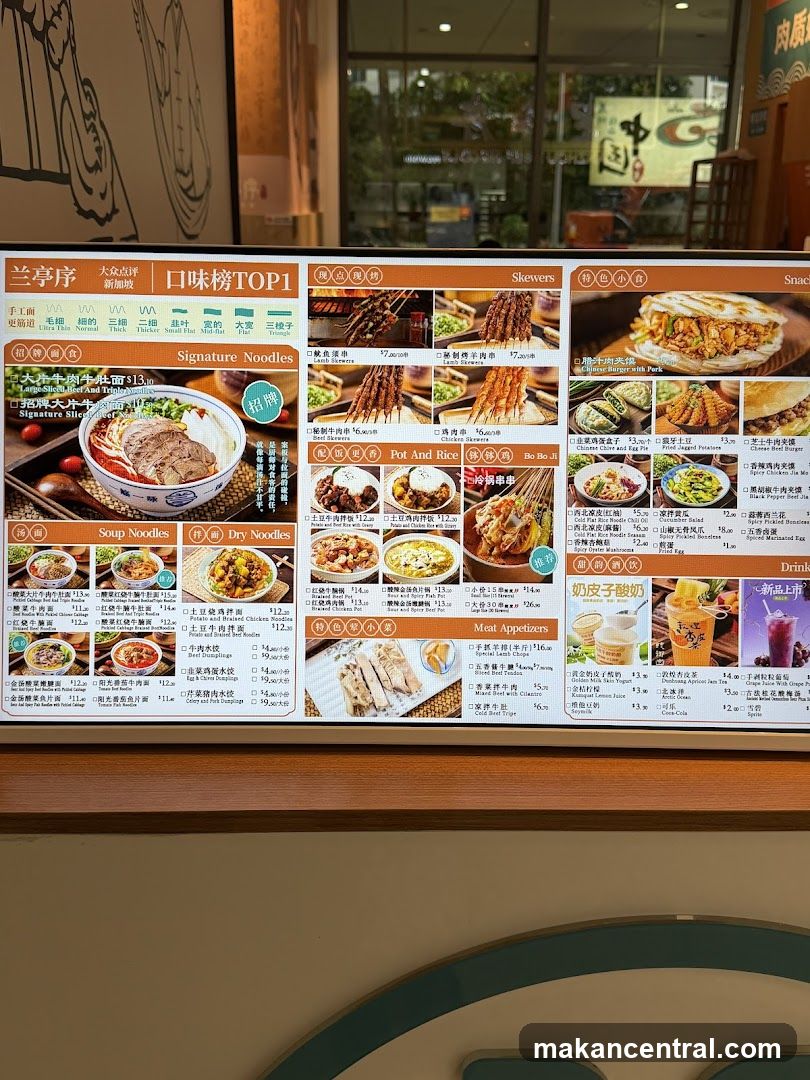 Lanzhou-style restaurant menu