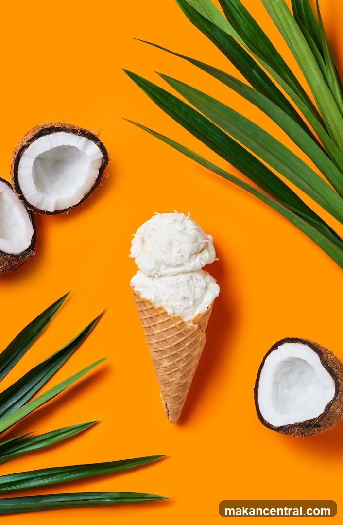 Coconut Ice Cream with Tropical Elements
