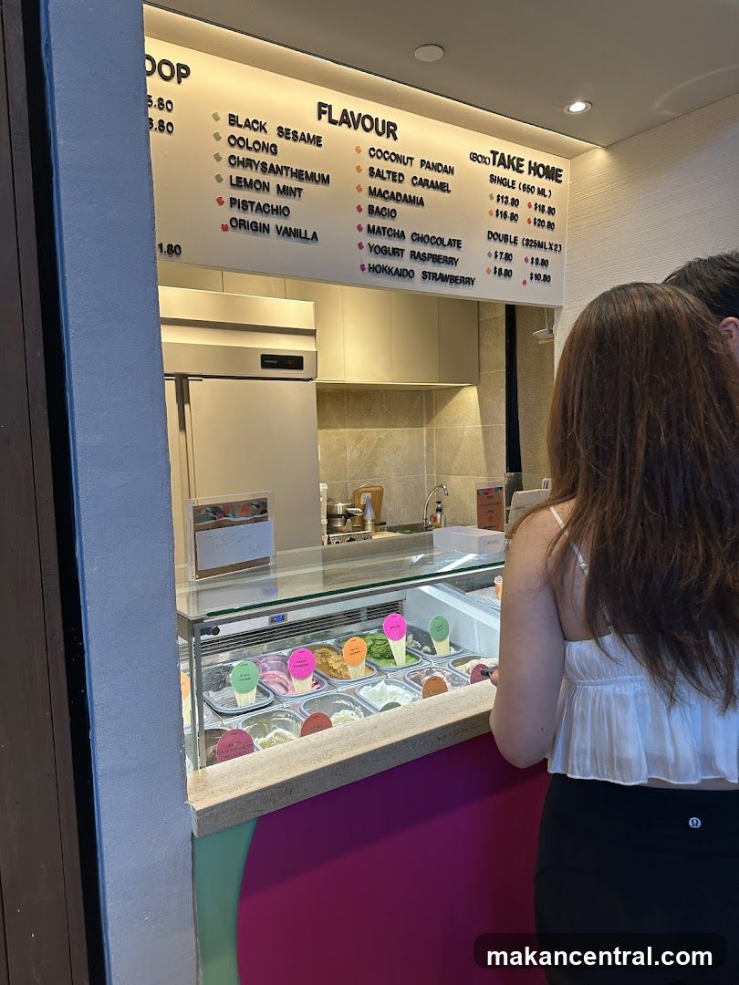 Customer at ice cream counter