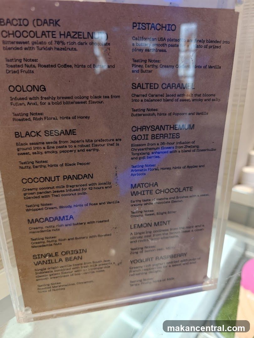Gelato Menu