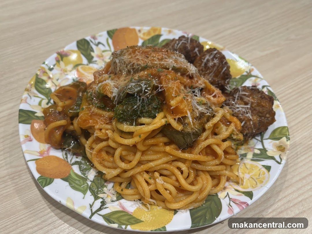 Pasta Dish on Floral Plate
