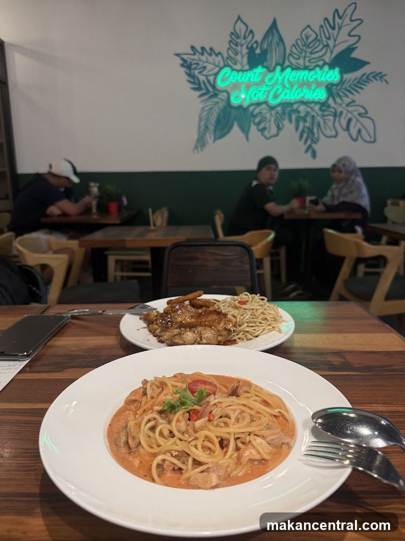 Restaurant Interior with Food and Signage