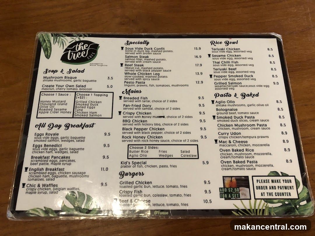 The Tree Cafe Menu
