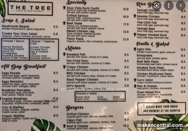 The Tree Cafe & Restaurant Menu