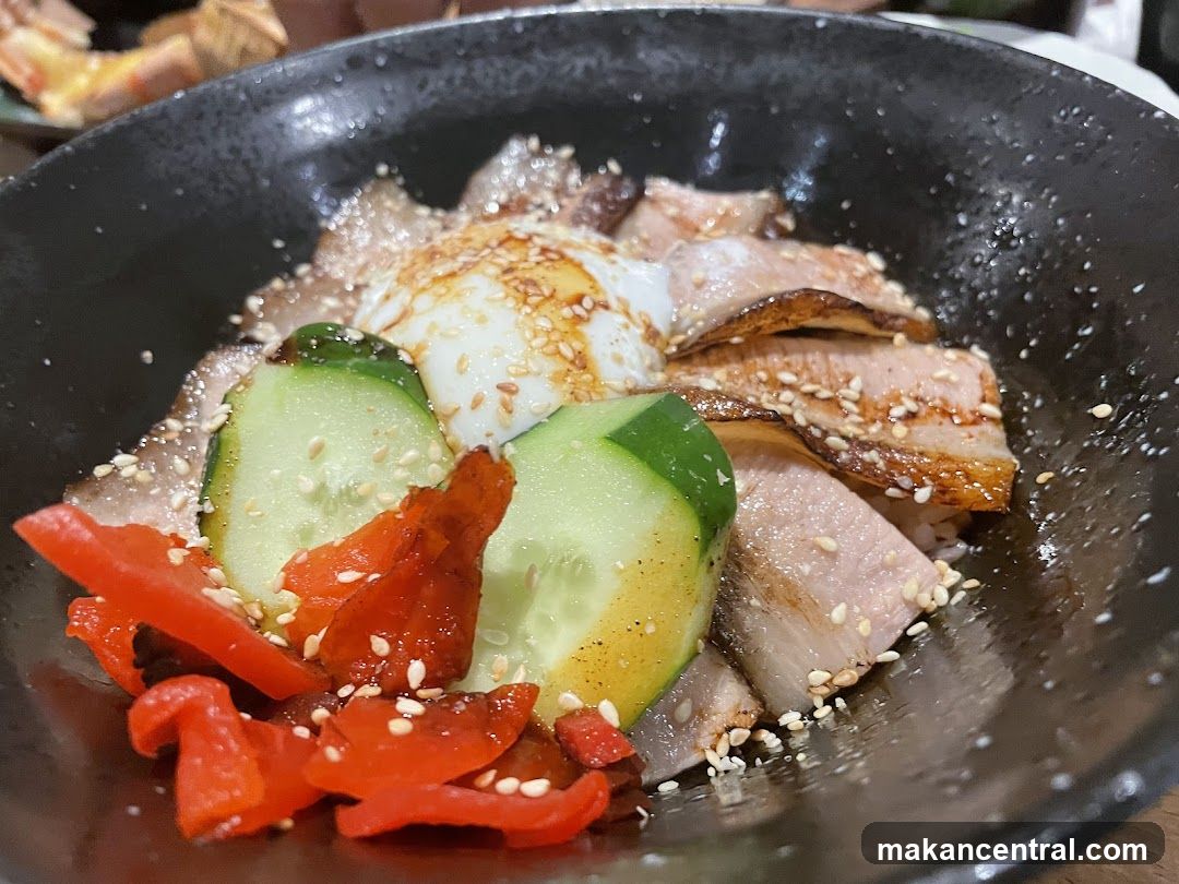 Food dish in black bowl