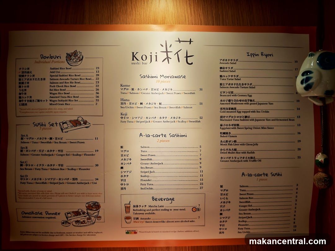 Koji Sushi Bar Menu