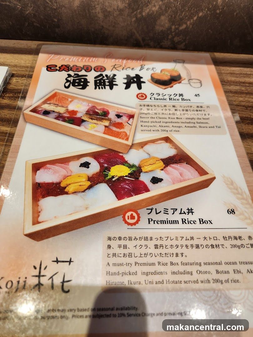 Premium Seafood Rice Box Menu