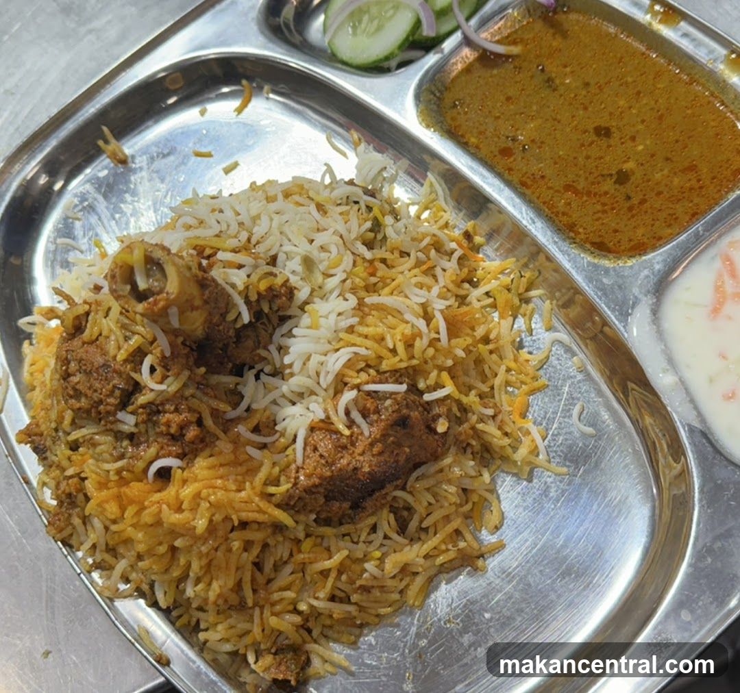 Food on a metal tray