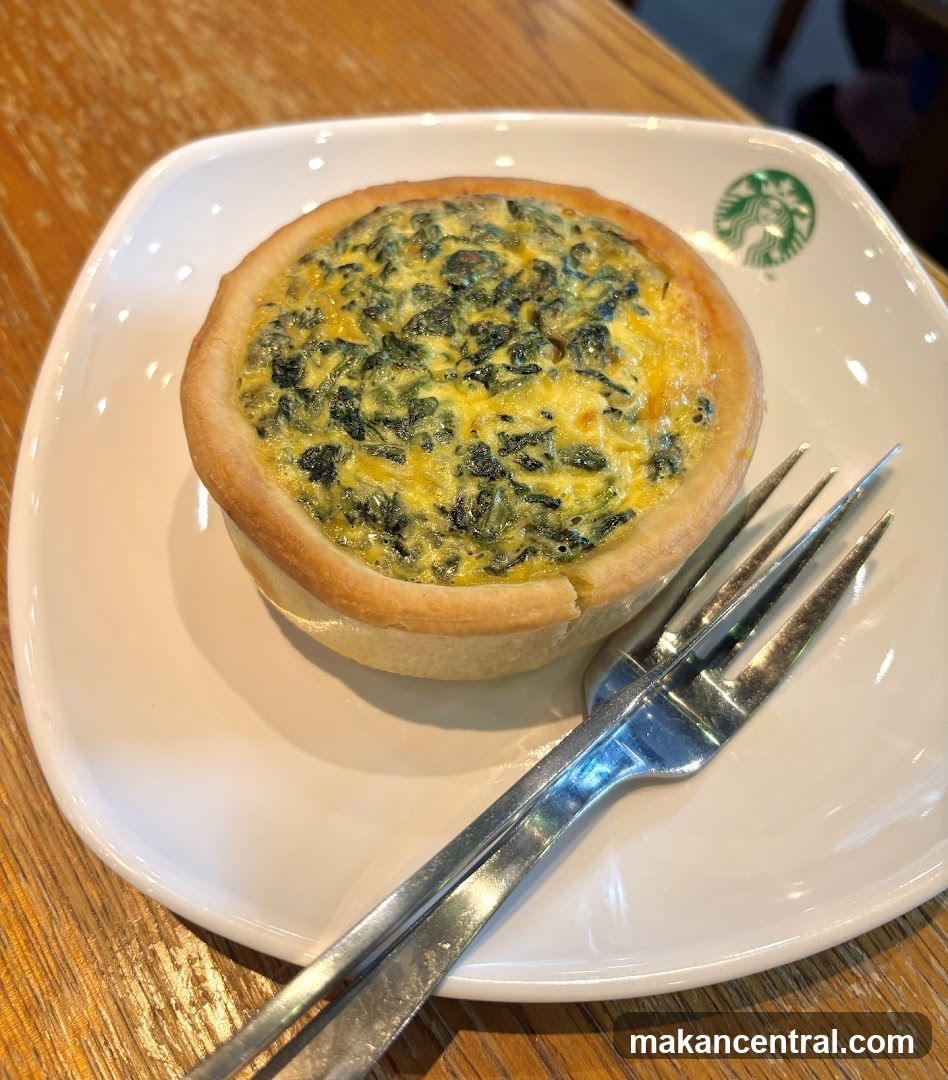 Spinach Quiche on Starbucks Plate
