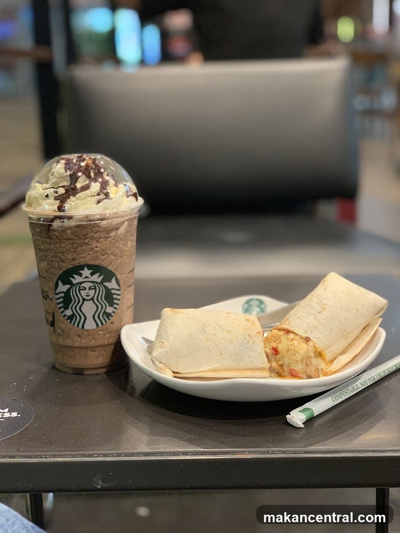 Starbucks beverage and burrito