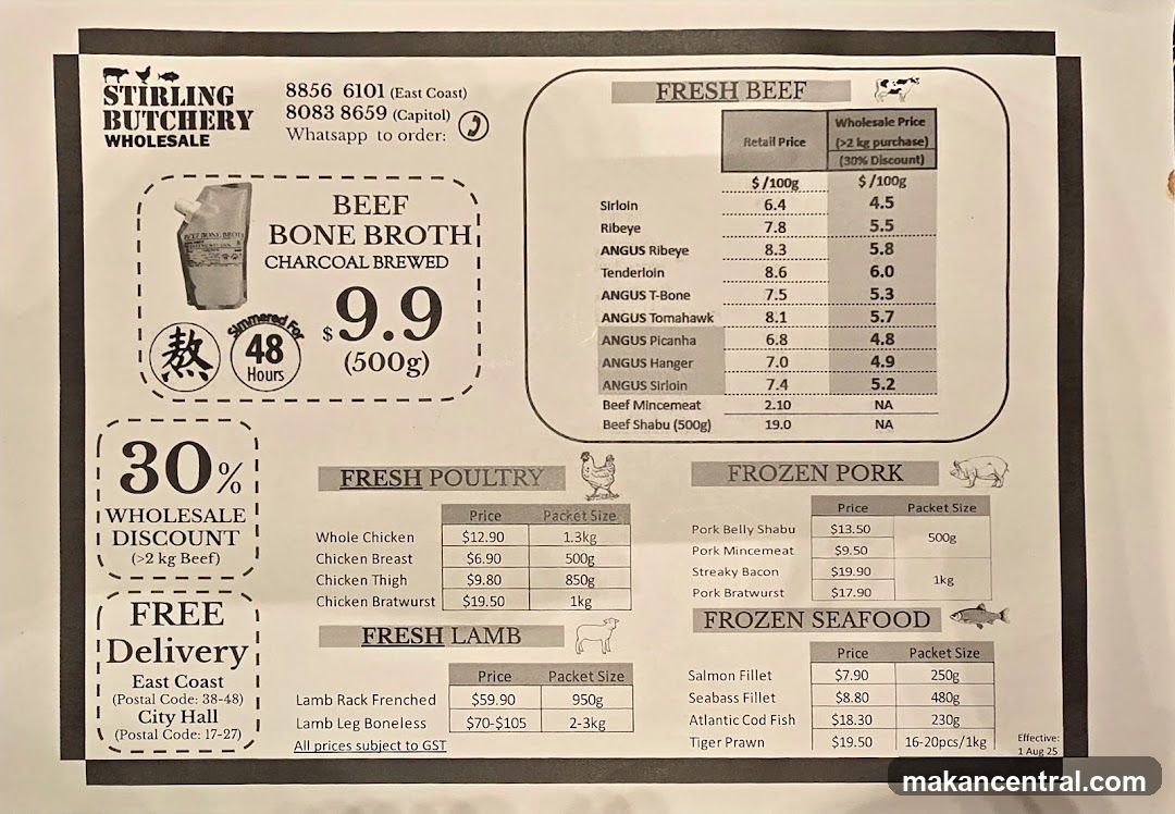 Stirling Butchery Wholesale Price List