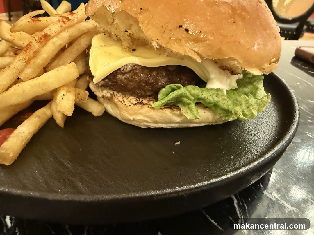 Burger and Fries on Plate