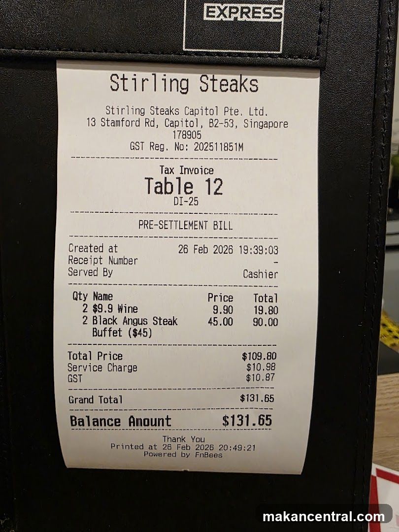 Stirling Steaks Tax Invoice