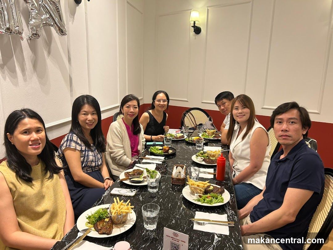 Group dining at restaurant interior