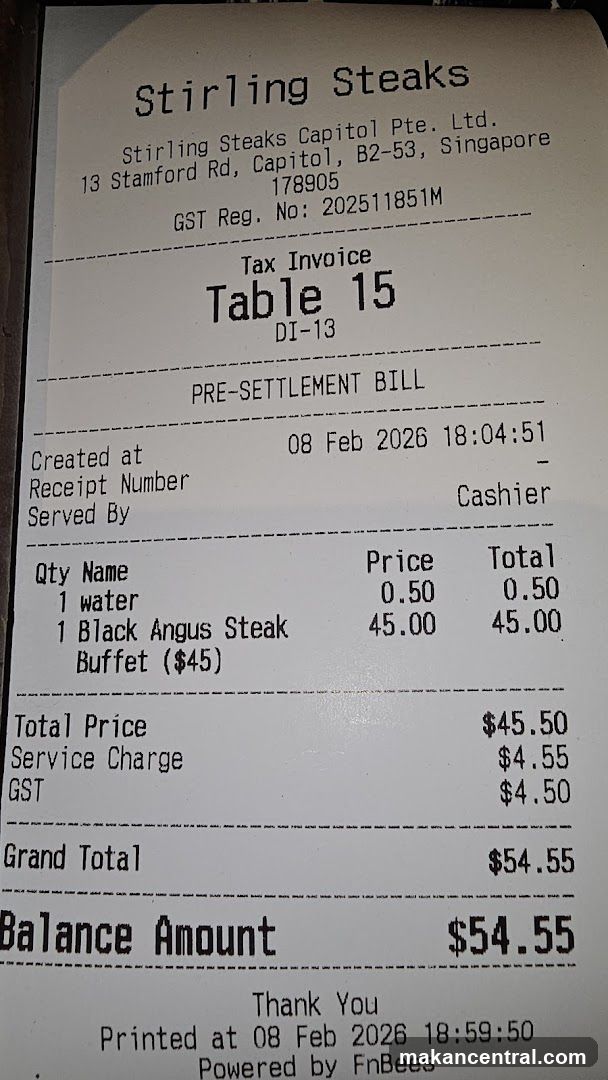 Stirling Steaks Tax Invoice