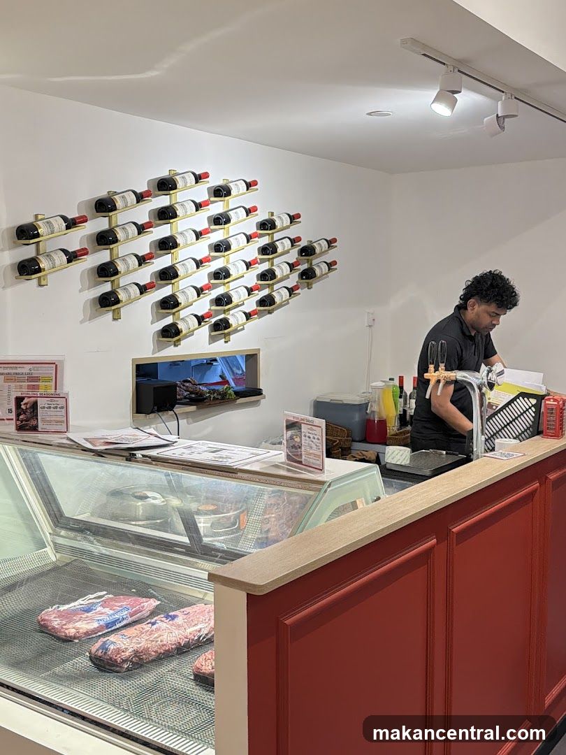 Interior of a meat and wine shop