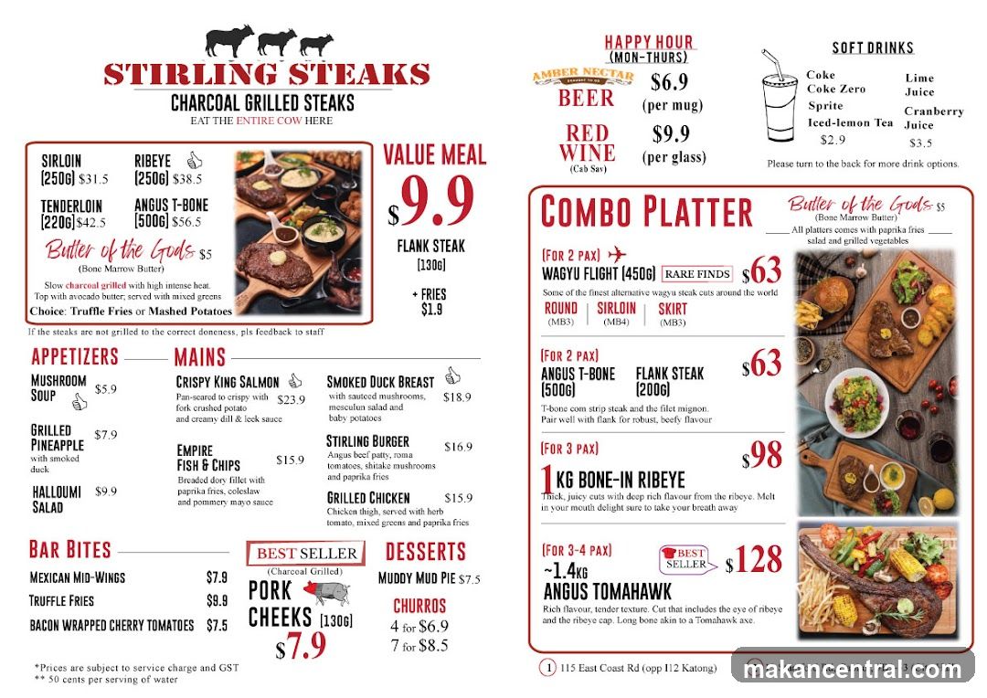 Stirling Steaks Menu