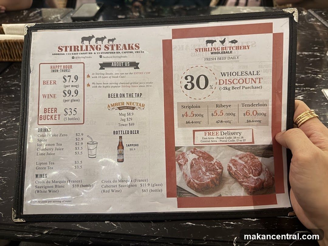 Stirling Steaks Menu