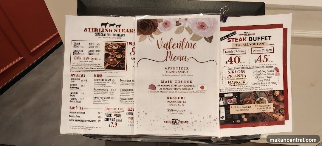 Stirling Steaks Valentine Menu and Buffet Promotion