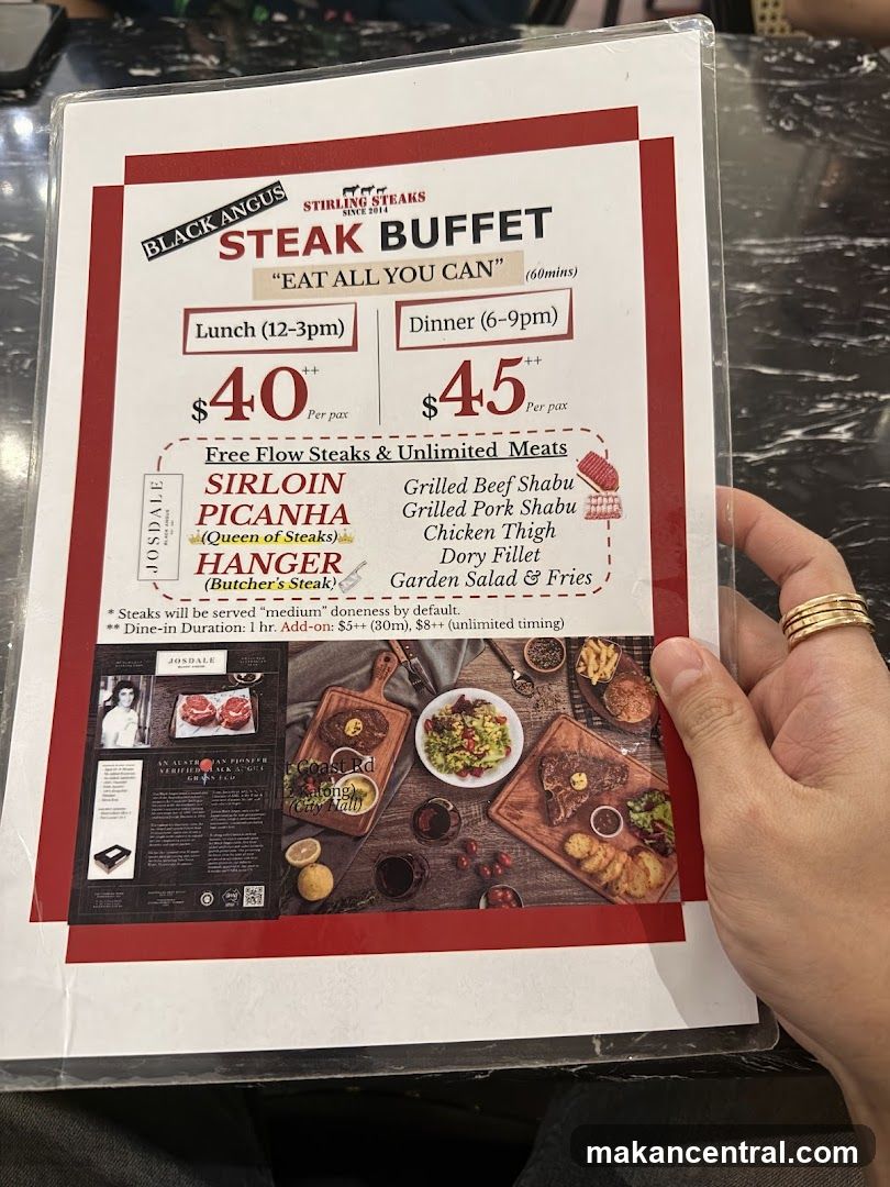 Stirling Steaks Steak Buffet Menu