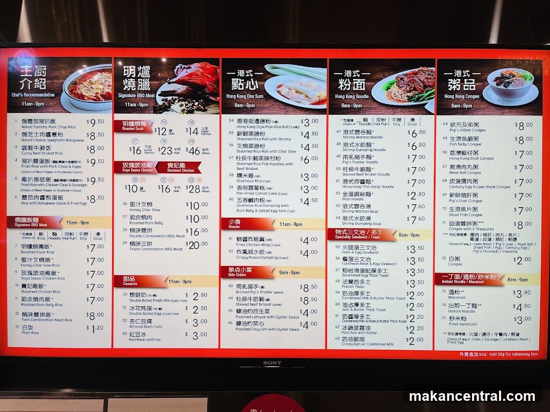 Restaurant Menu Board