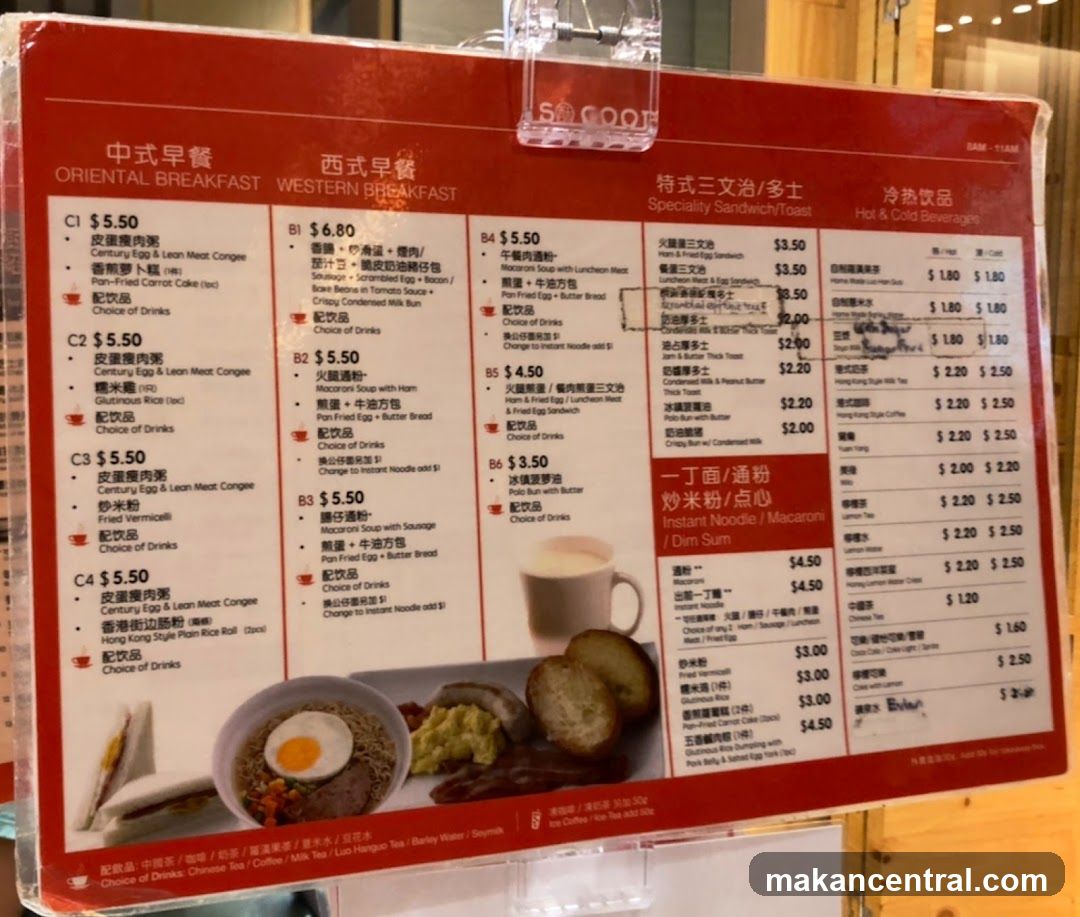 Oriental Breakfast & Western Breakfast Menu
