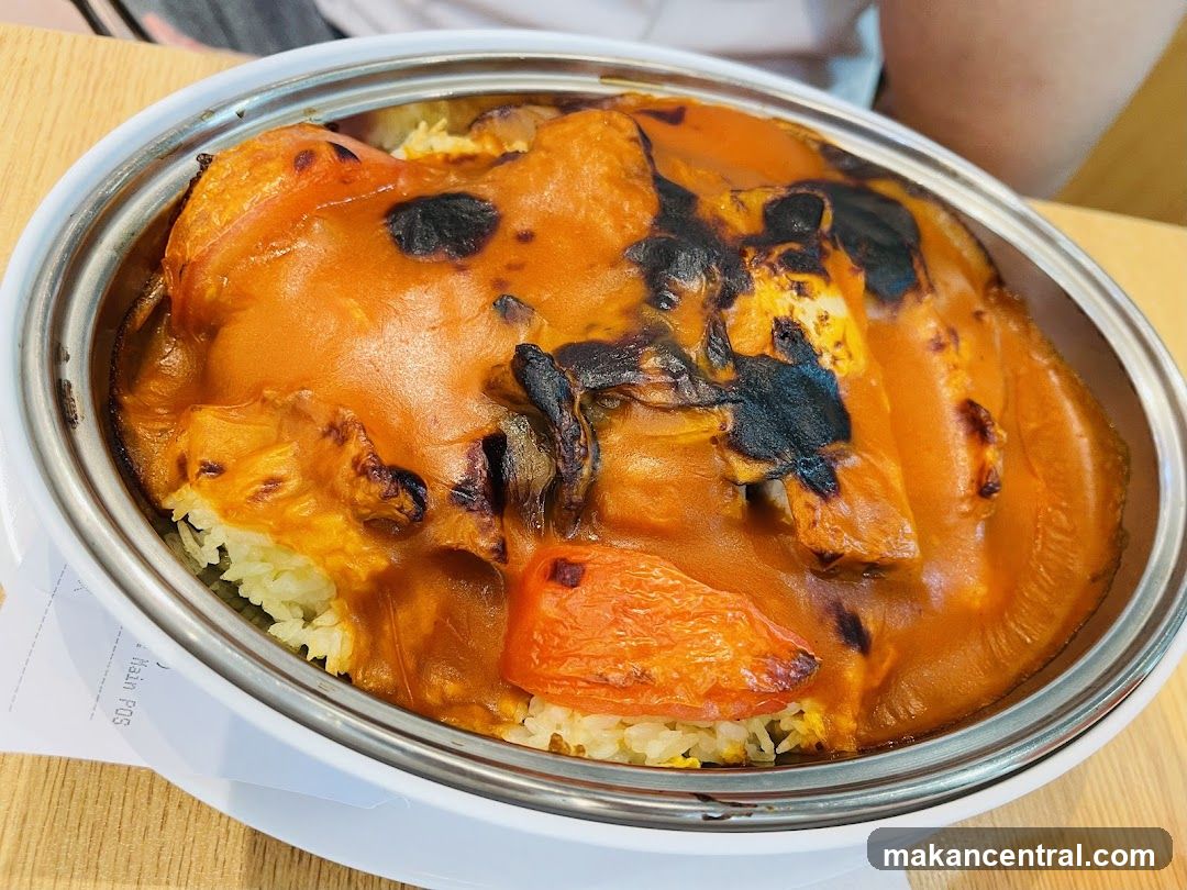 Food dish in metal bowl