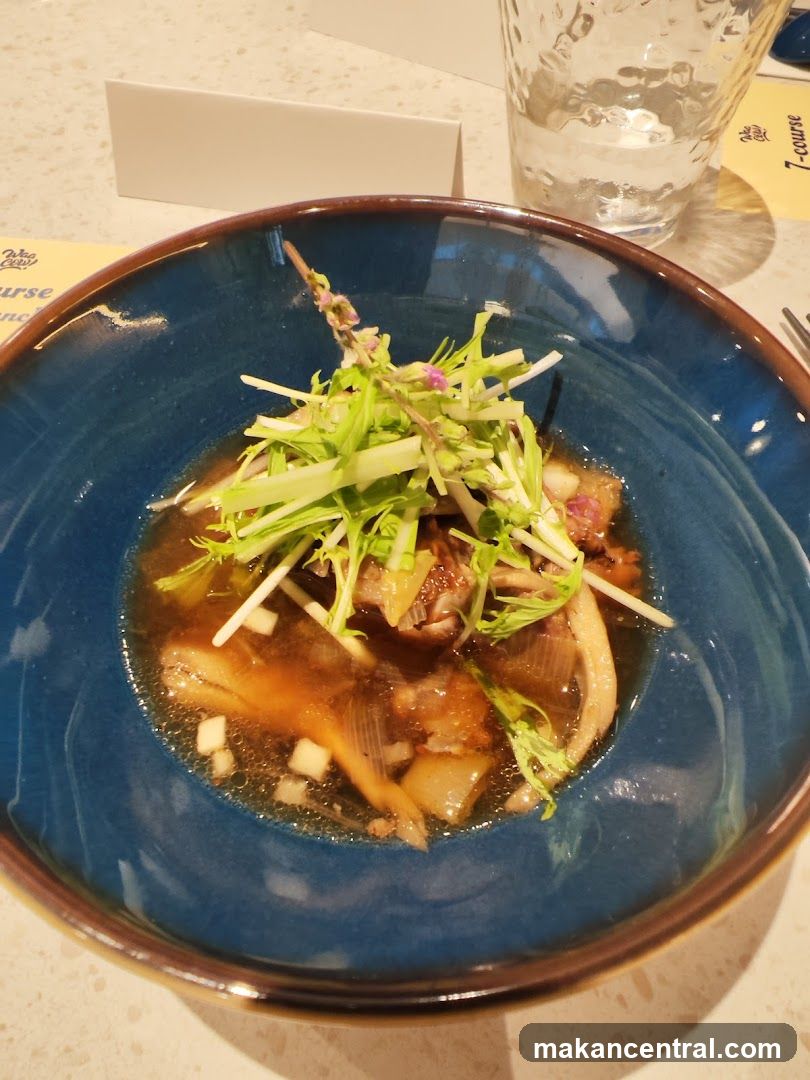 Dish served in a blue bowl