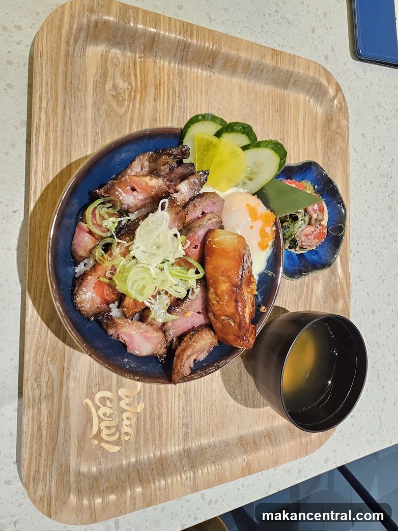 Food served on wooden tray