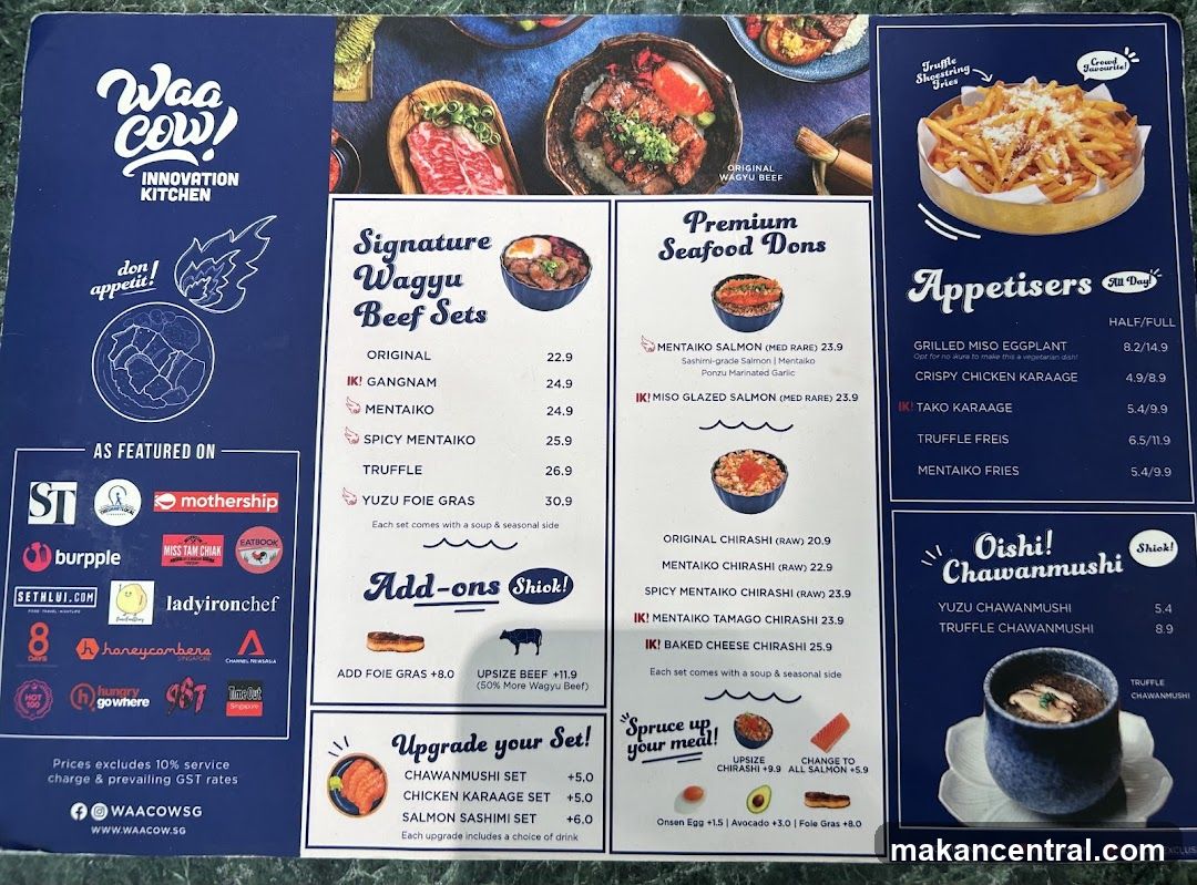 Waa Cow! Innovation Kitchen Menu