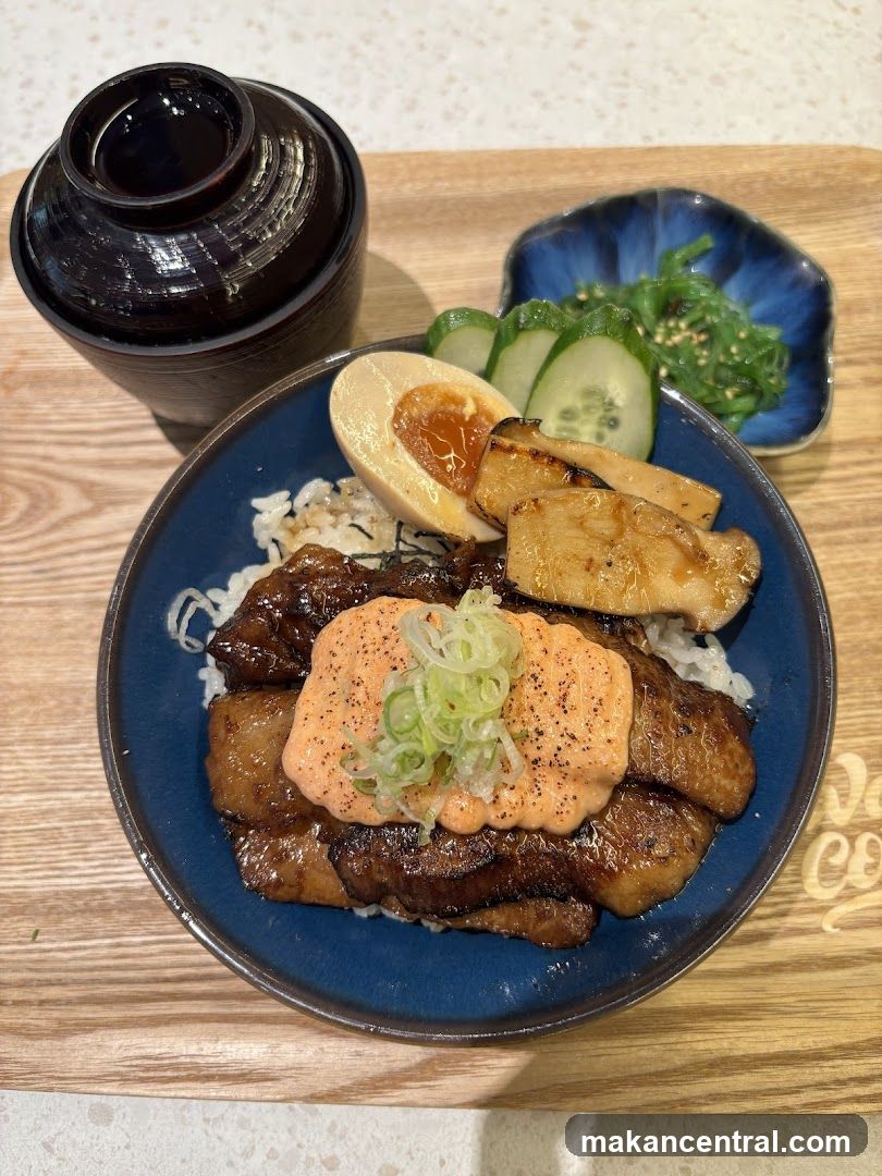 Japanese-style rice bowl with side dishes