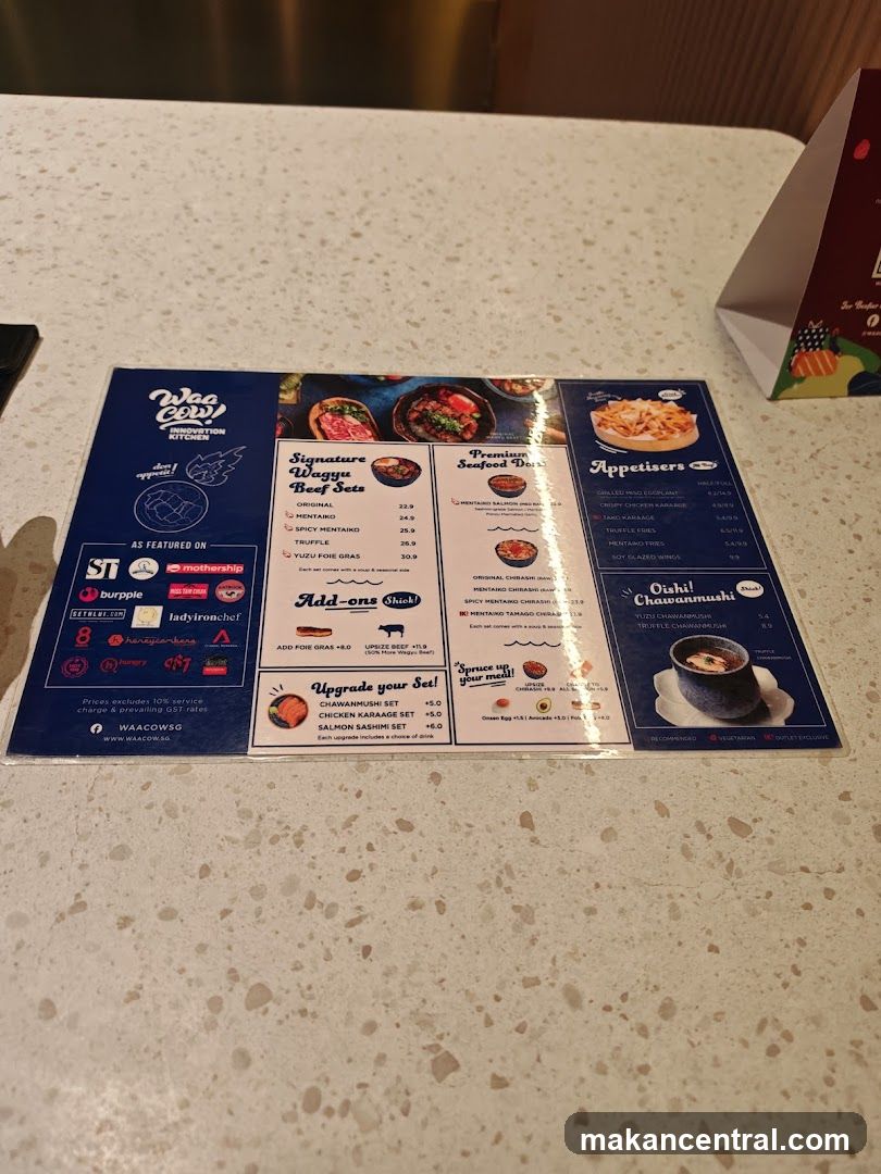 WaaCow Innovation Kitchen Menu