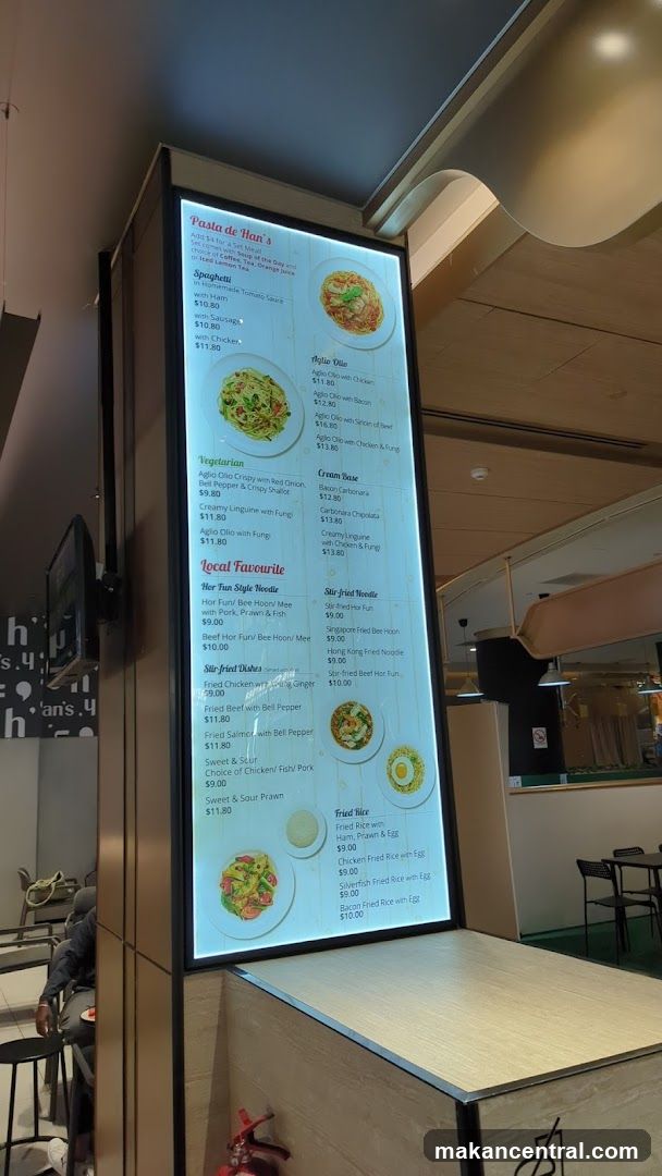 Pasta de Han's Menu Board