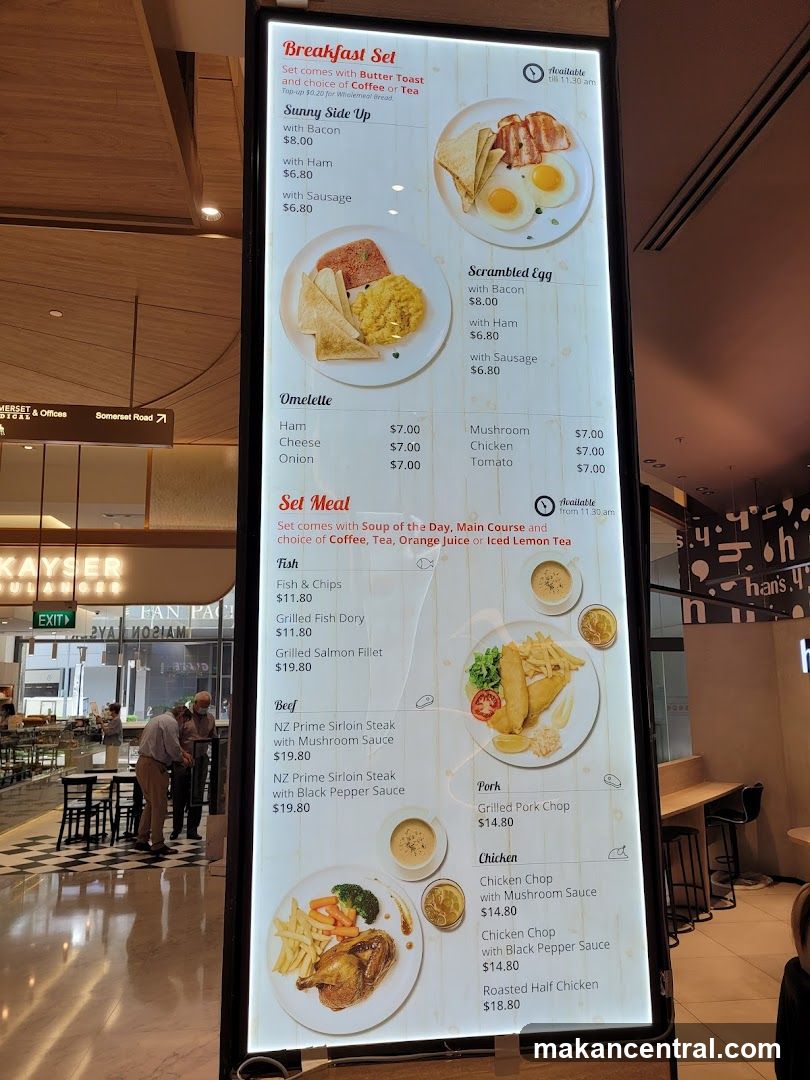 Breakfast Set and Set Meal Menu