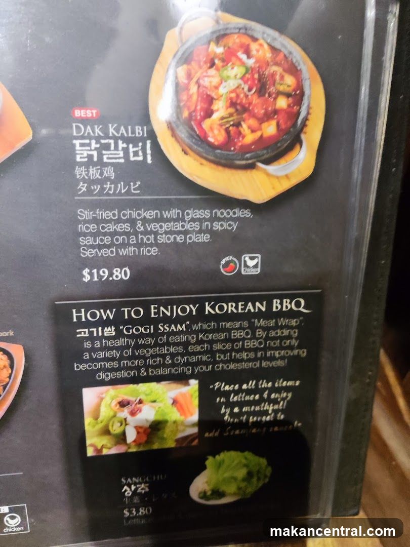 Korean BBQ Menu Section