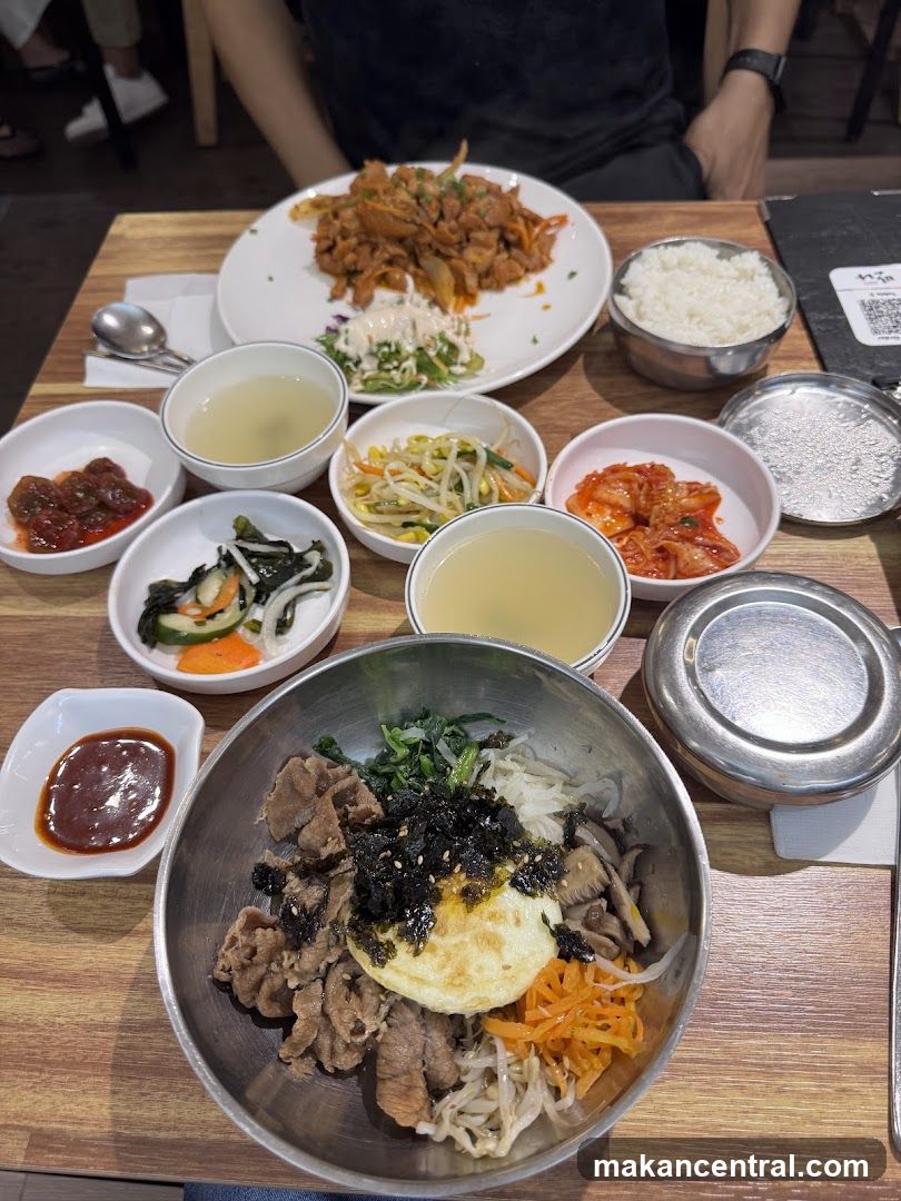 Table with Korean meal