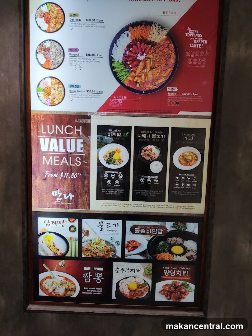 Korean Restaurant Menu Board