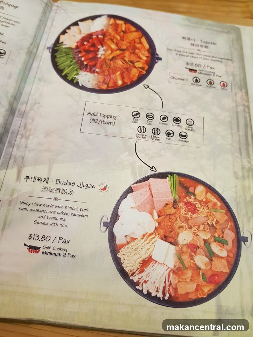 Korean Hot Pot Menu