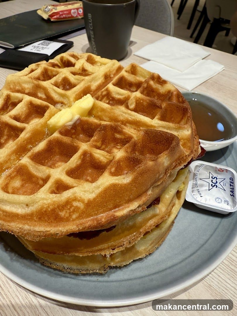 Waffle Stack with Butter and Syrup