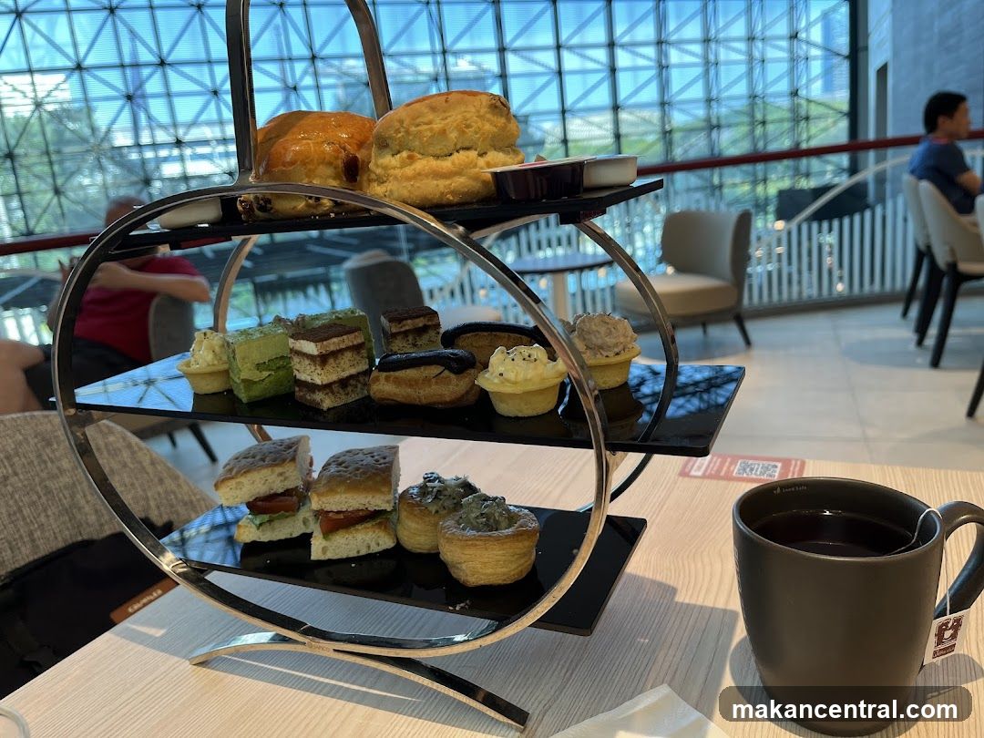 Afternoon tea set in modern café