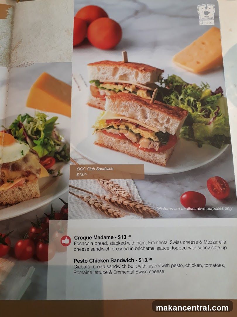 OCC Club Sandwich Menu Section