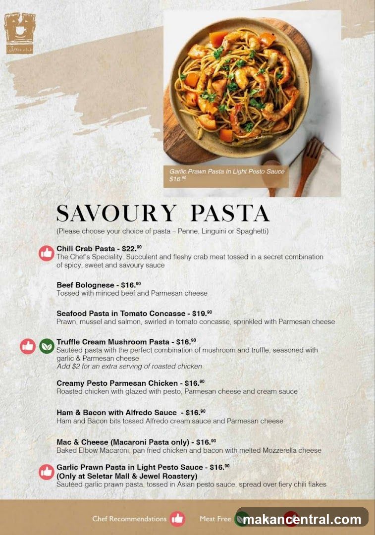 Savoury Pasta Menu