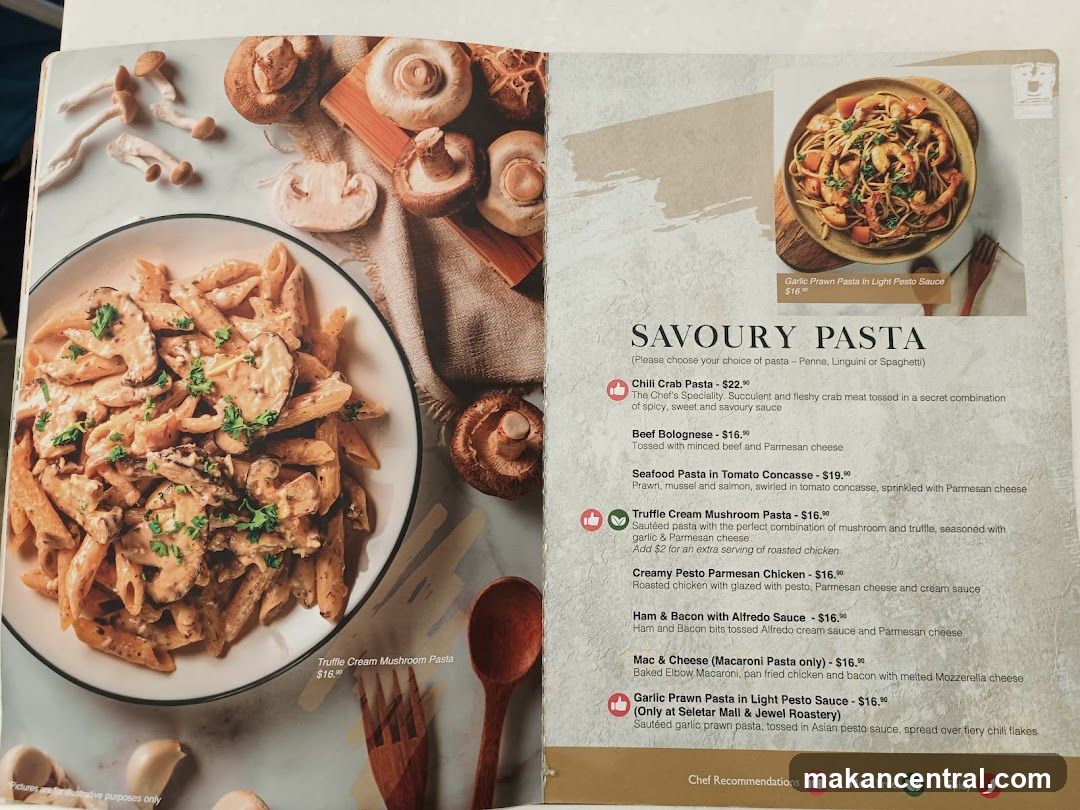 Savoury Pasta Menu