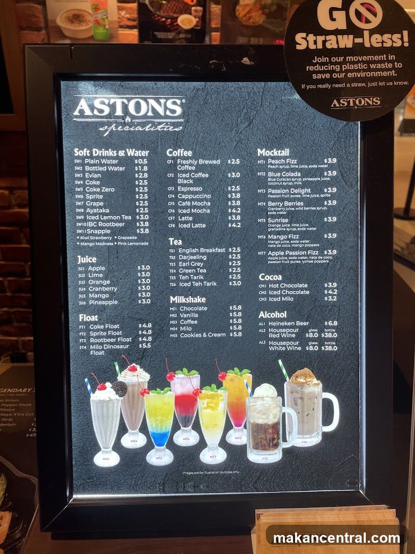 Aston's Specialities Menu