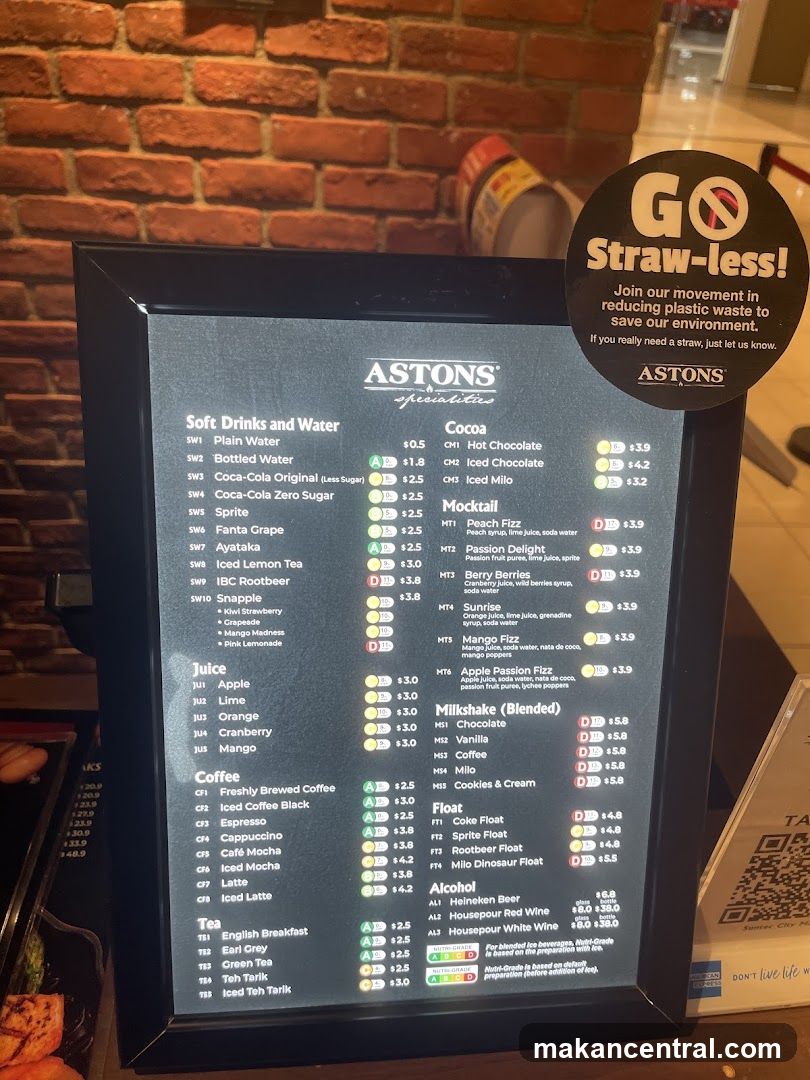 Aston's Specialities Menu