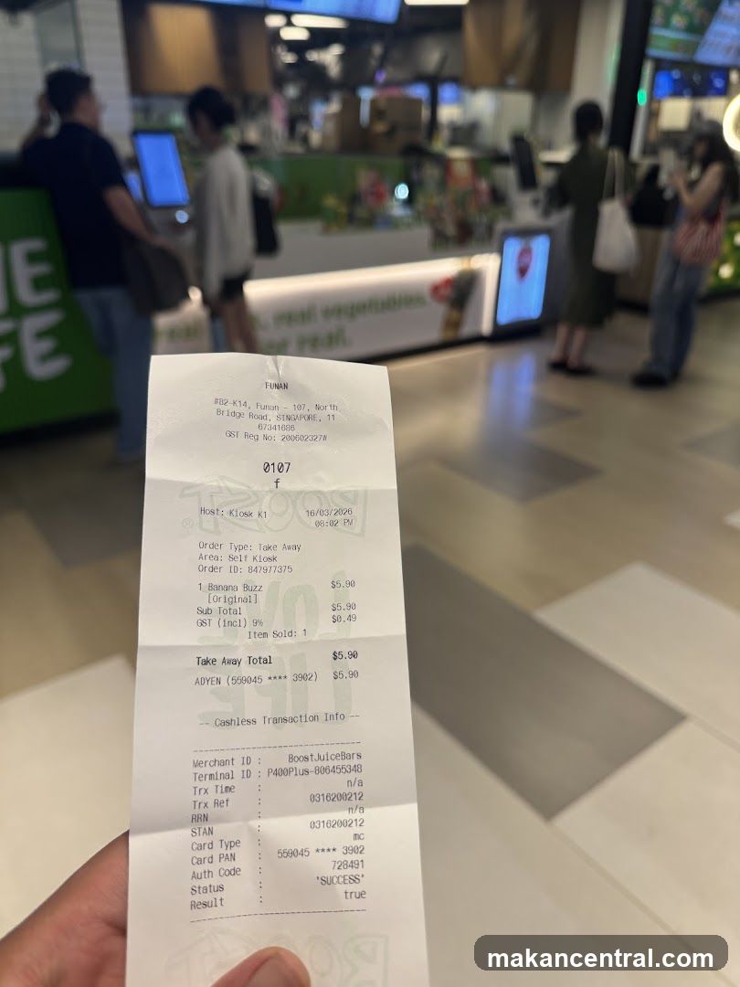 Receipt at Fuman kiosk