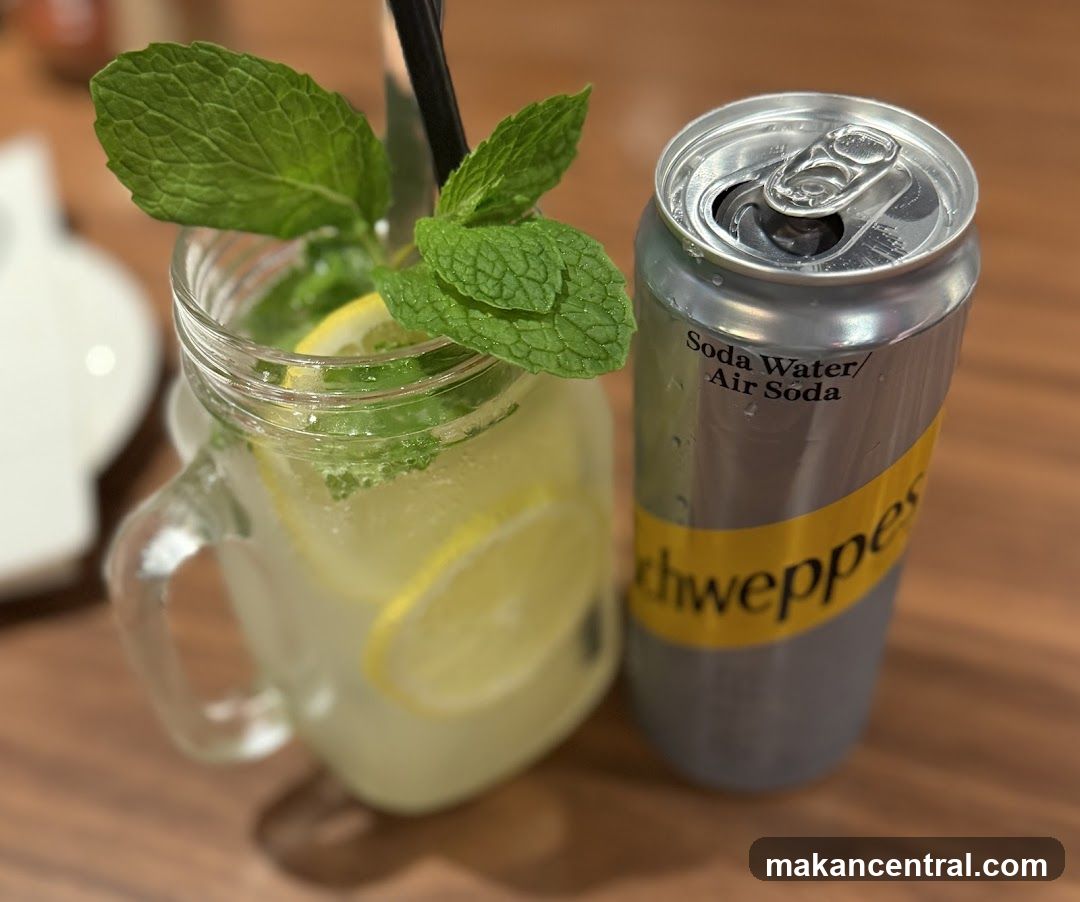 Mint Lemonade and Schweppes Can