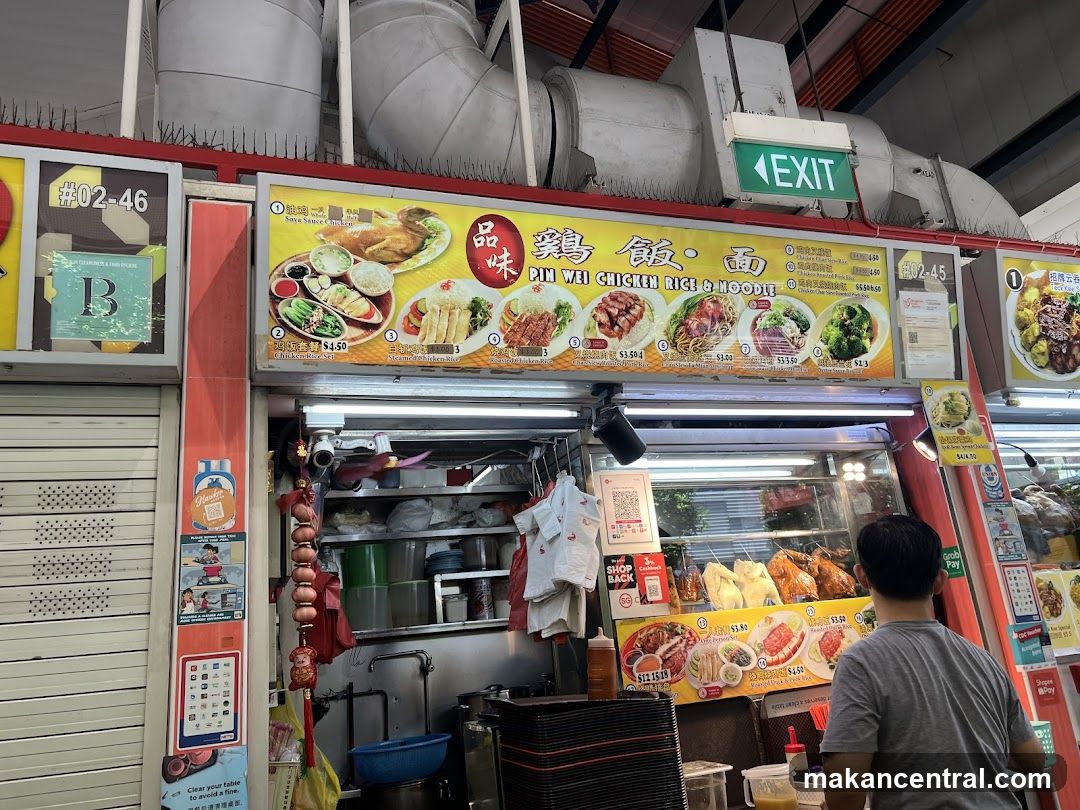 Food stall interior with customer
