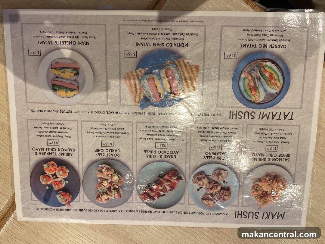 Tatami Sushi Menu